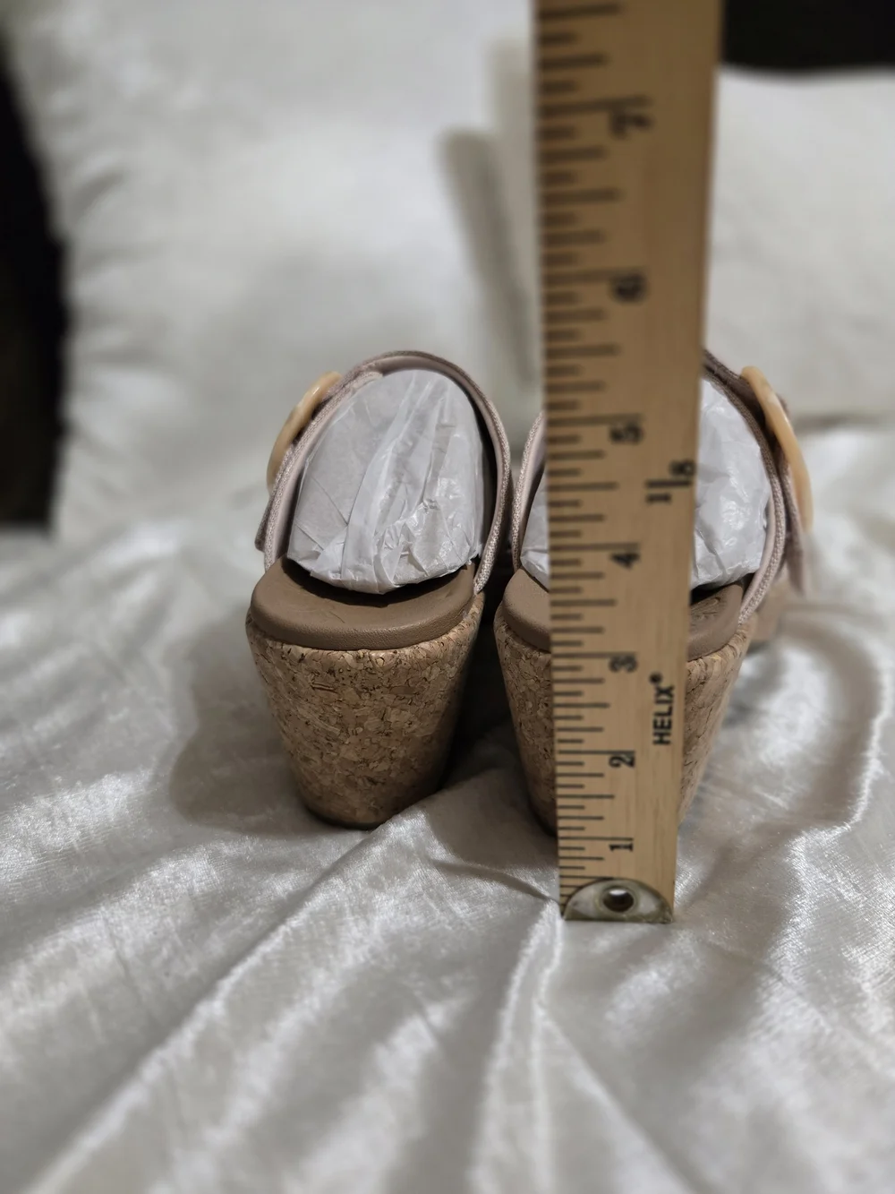 Beige Cork Wedge Sandals - Women Size 7 1/2 SKECHERS NWOB